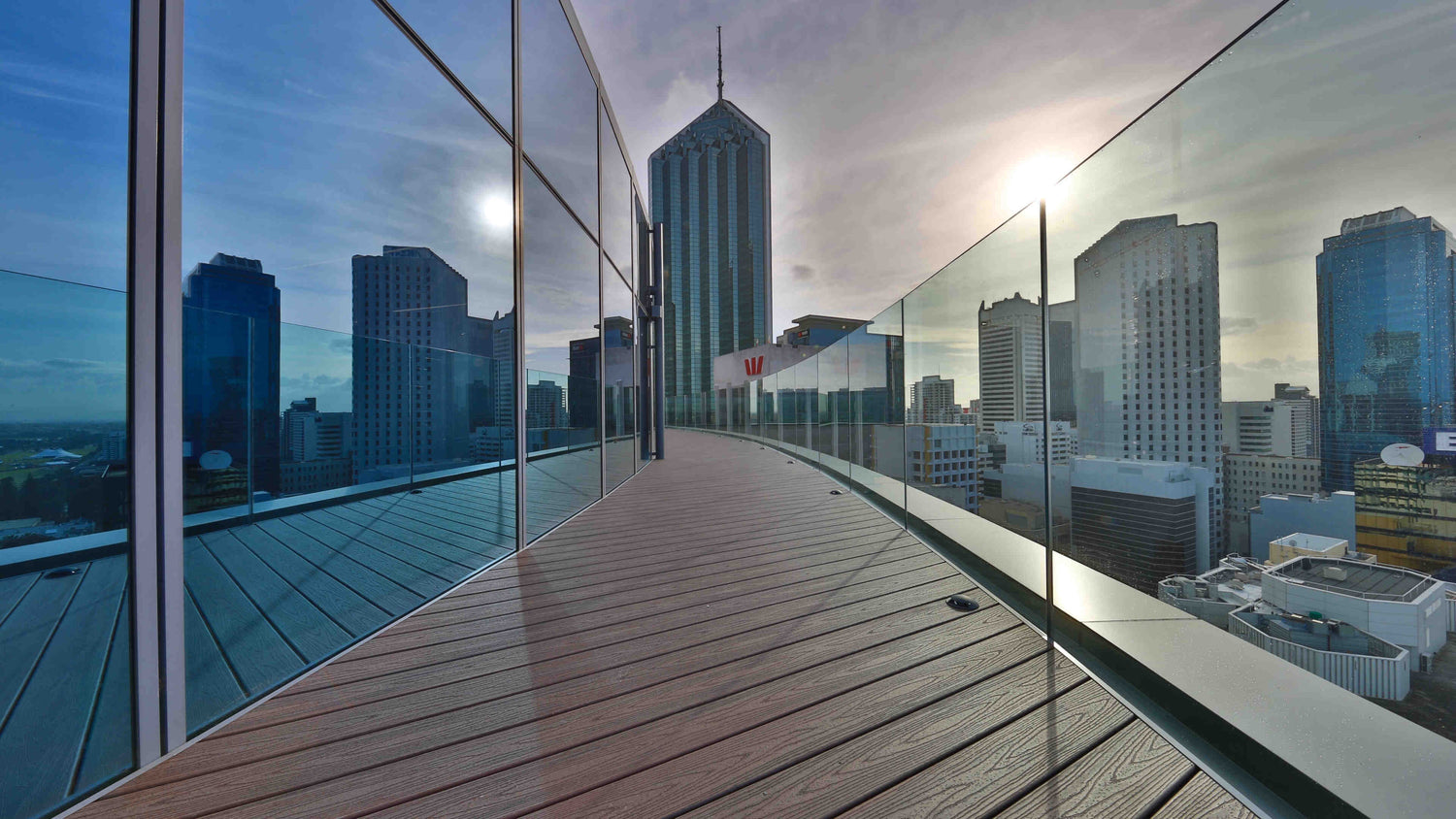 Trex Transcend Lava Rock Decking with Perth's city skyline