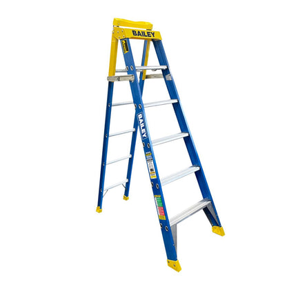 BAILEY - Dual Purpose Stepladder Pro Fibreglass Step Extension Multi Purpose Industrial Punchlock 150kg