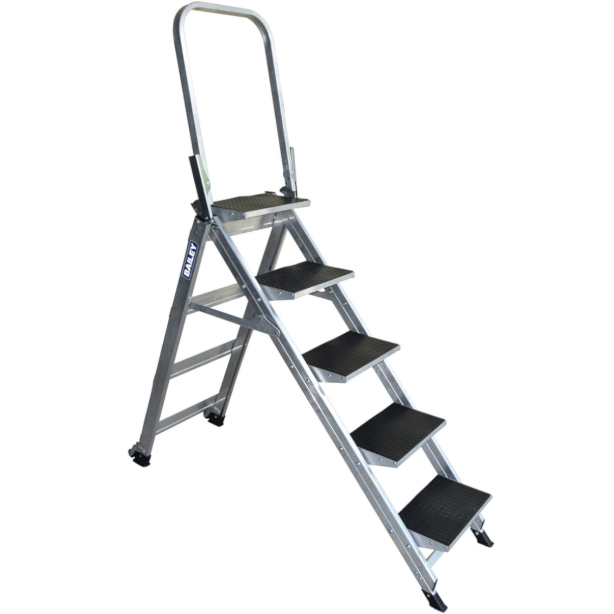 BAILEY - Platform Safety Steps Stairway Ladder with Safety Rail 150kg