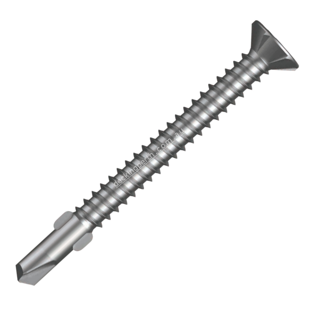 HOBSON - Steel Frame Decking Screws, Self Drilling 10g x 50mm Winged Point, Countersunk Head, 304SS SQ2 Drive