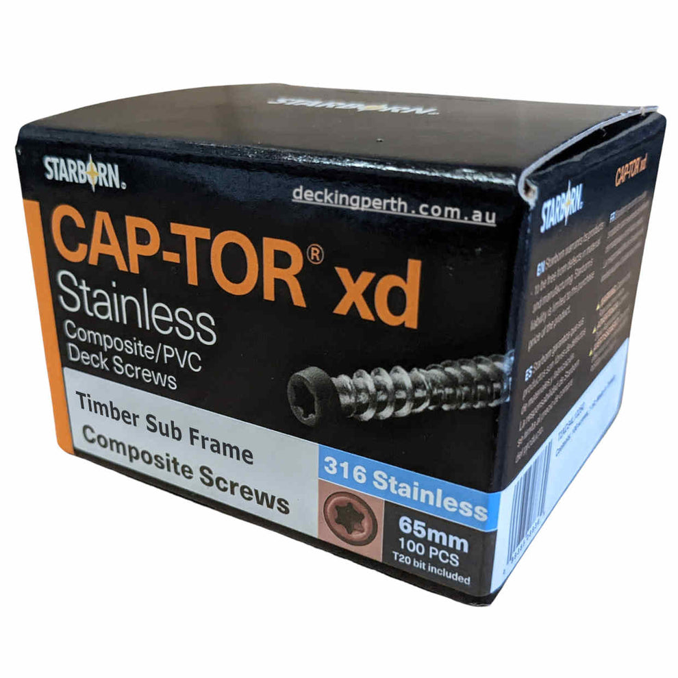 TREX Starborn - Cap-Tor xd 316SS Screws Timber 10g x 65mm – Decking Perth